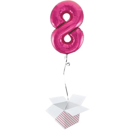 Pink Number 8 Helium Foil Giant Balloon - Inflated Balloon in a Box Product Image