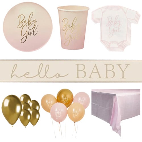 Pink Ombre Baby Girl 16 Person Deluxe Party Pack