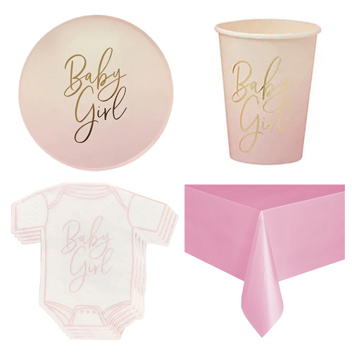 Pink Ombre Baby Girl 8 Person Value Party Pack