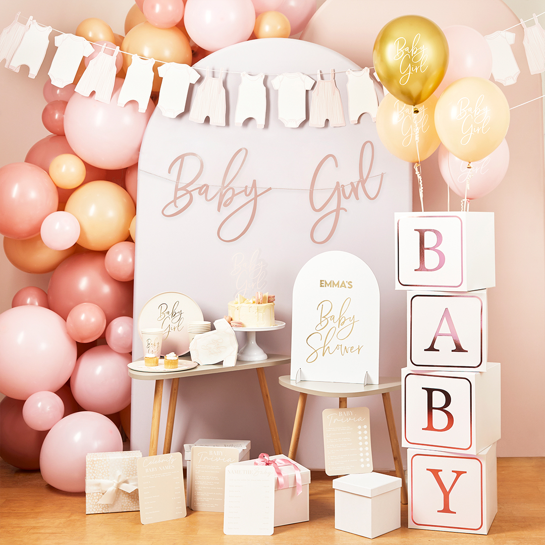 Pink, Nude & Gold Baby Girl Latex Balloons 30cm / 12 in - Pack of 5 View 4