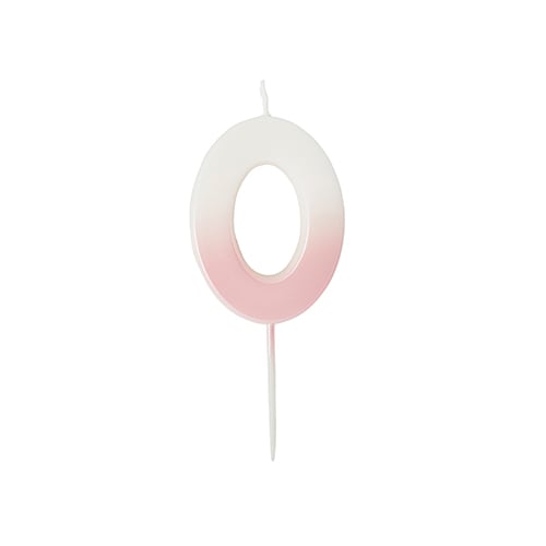 Pink Ombre Number 0 Shaped Wax Pick Candle 6.2cm