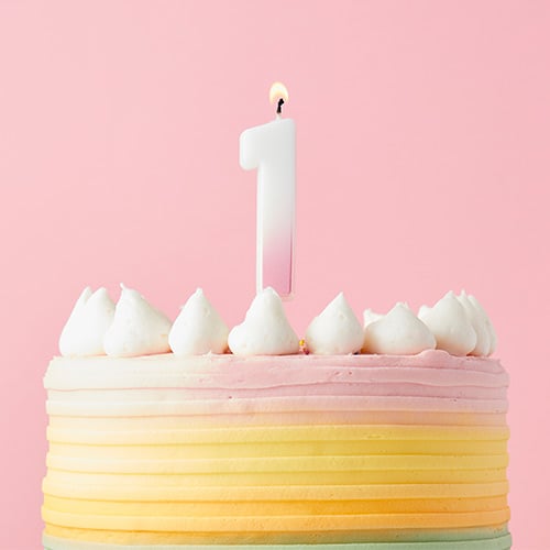 Pink Ombre Number 1 Shaped Wax Pick Candle 6.2cm Product Gallery Image