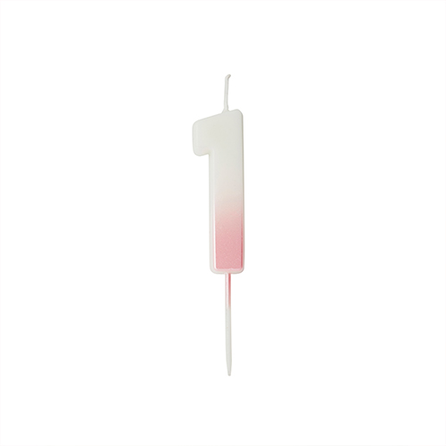 Pink Ombre Number 1 Shaped Wax Pick Candle 6.2cm