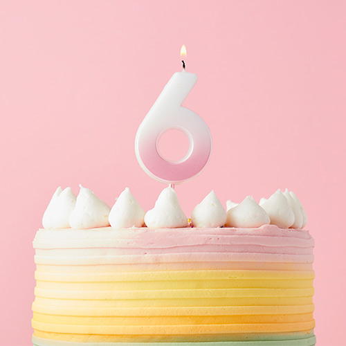 Pink Ombre Number 6 Shaped Wax Pick Candle 6.2cm Product Gallery Image