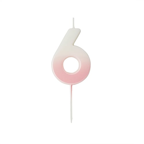Pink Ombre Number 6 Shaped Wax Pick Candle 6.2cm