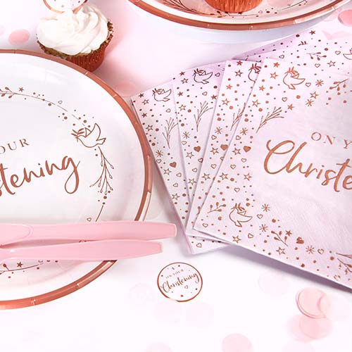 Pink On Your Christening Foiled Luncheon Napkins 33cm 3 Ply - Pack of 16 Product Gallery Image