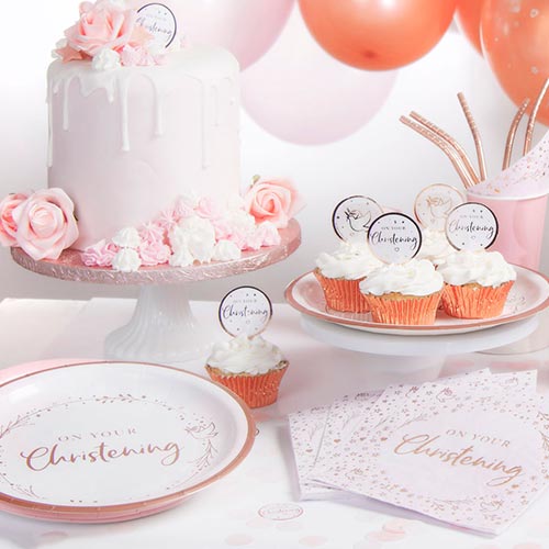 Pink On Your Christening Foiled Luncheon Napkins 33cm 3 Ply - Pack of 16 Product Gallery Image