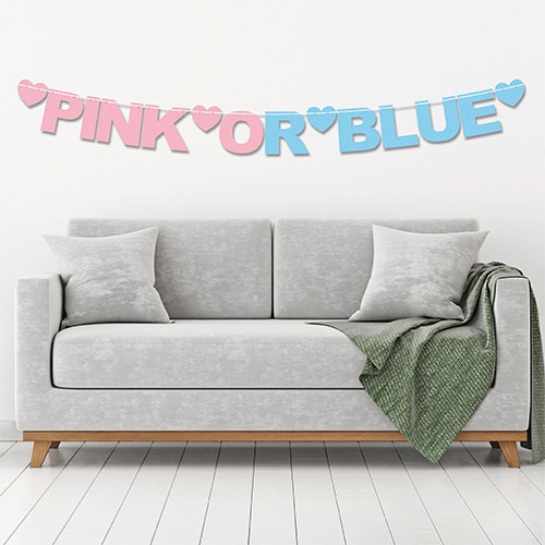Pink or Blue Gender Reveal Recyclable Card Party Bunting  Product Gallery Image