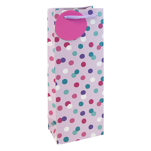 Pink Polka Dot Bottle Gift Bag 35cm Product Image