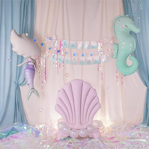Pink Seashell Standing Giant Air Fill Foil Balloon 96cm / 38 in Product Gallery Image