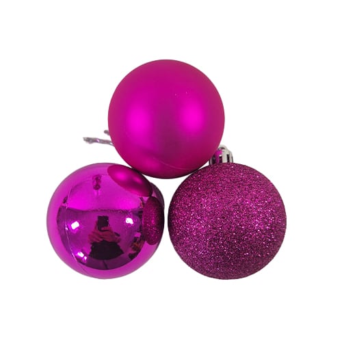 Hot Pink Shatterproof Christmas Baubles 6cm Pack of 6 Tree Ornaments