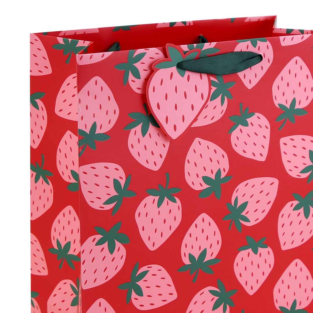 Pink Strawberry Large Red Gift Bag 33cm Product Gallery Image