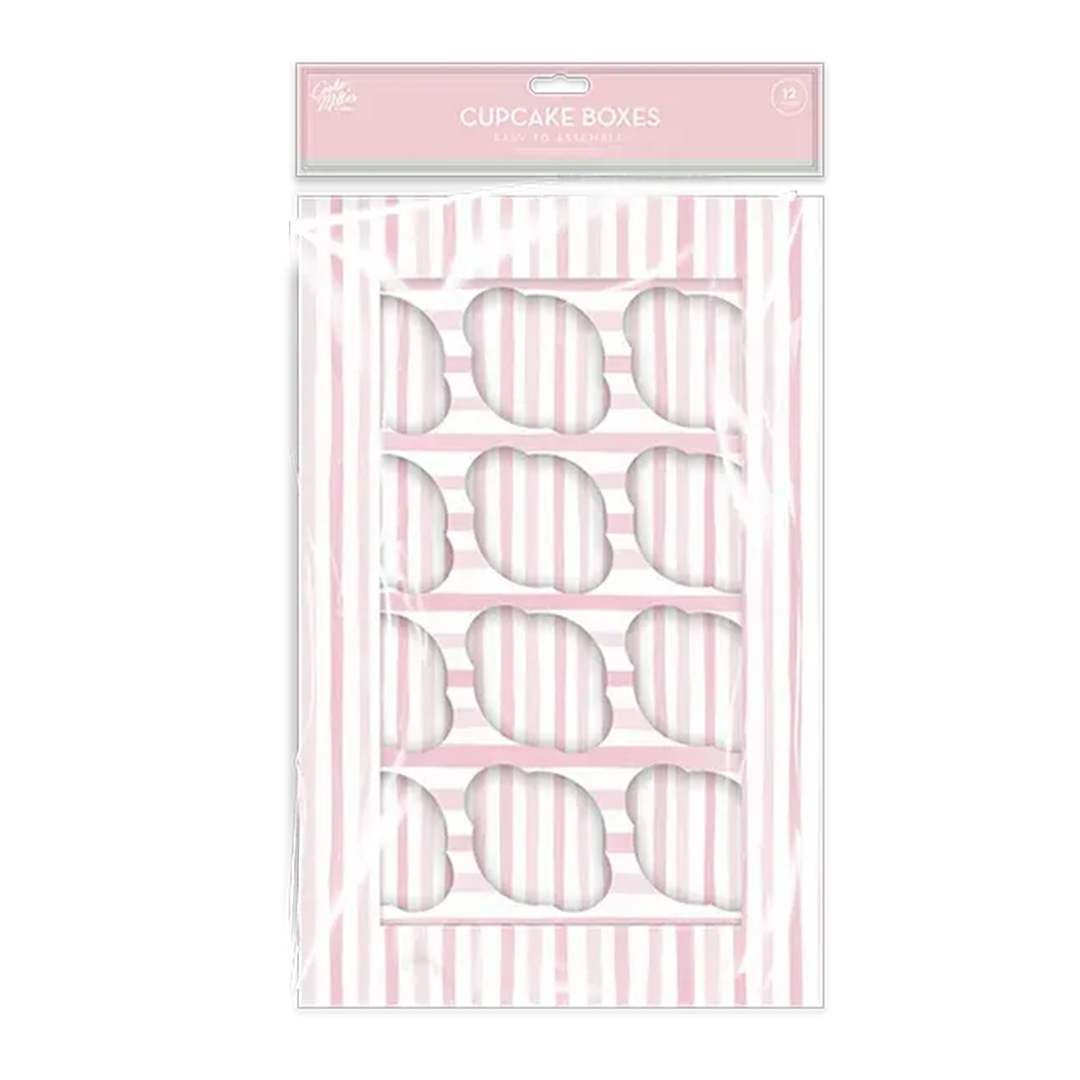 Pink Stripes Twelve Hole Cupcake Box View 2