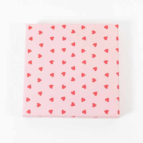 Baby Pink with Red Love Hearts Valentine's Square Gift Box 16cm Product Gallery Image