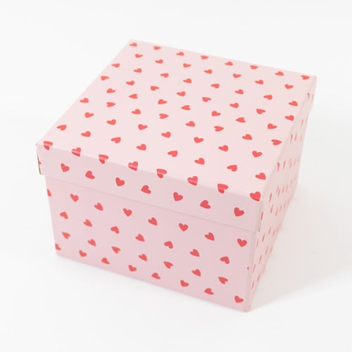 Baby Pink with Red Love Hearts Valentine's Square Gift Box 16cm