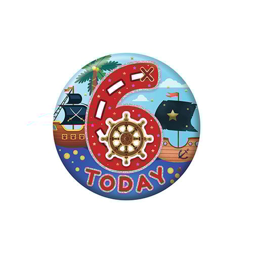 Pirate 6th Birthday Badge 5.5cm Product Image