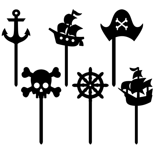 Pirate Acrylic Cake Pick Toppers - Pack of 6 Product Gallery Image