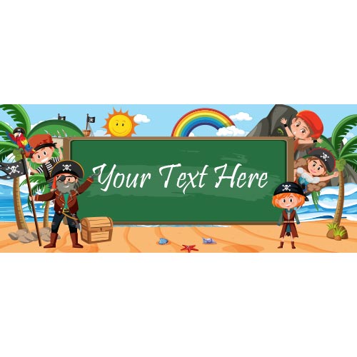 Pirate Group on the Beach Design PVC Personalised Party Sign Decoration Product Gallery Image