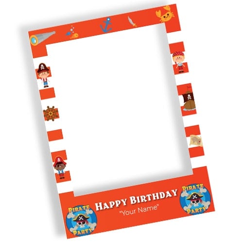 Pirate Party Happy Birthday Personalised Selfie Frame Photo Prop Product Image