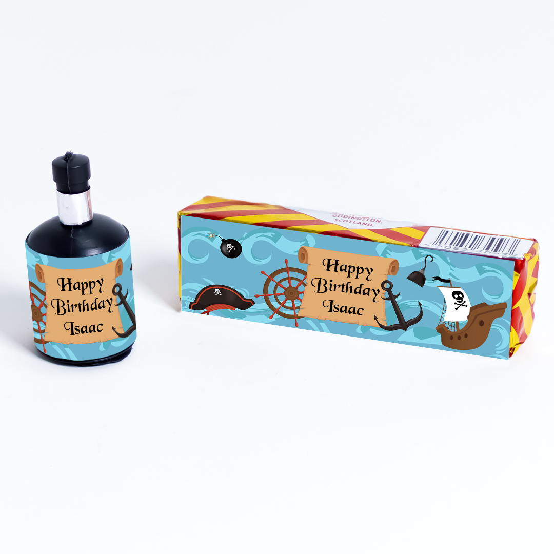 Pirate Personalised Party Popper Packaging Label Stickers 9cm - Sheet of 16 Product Gallery Image