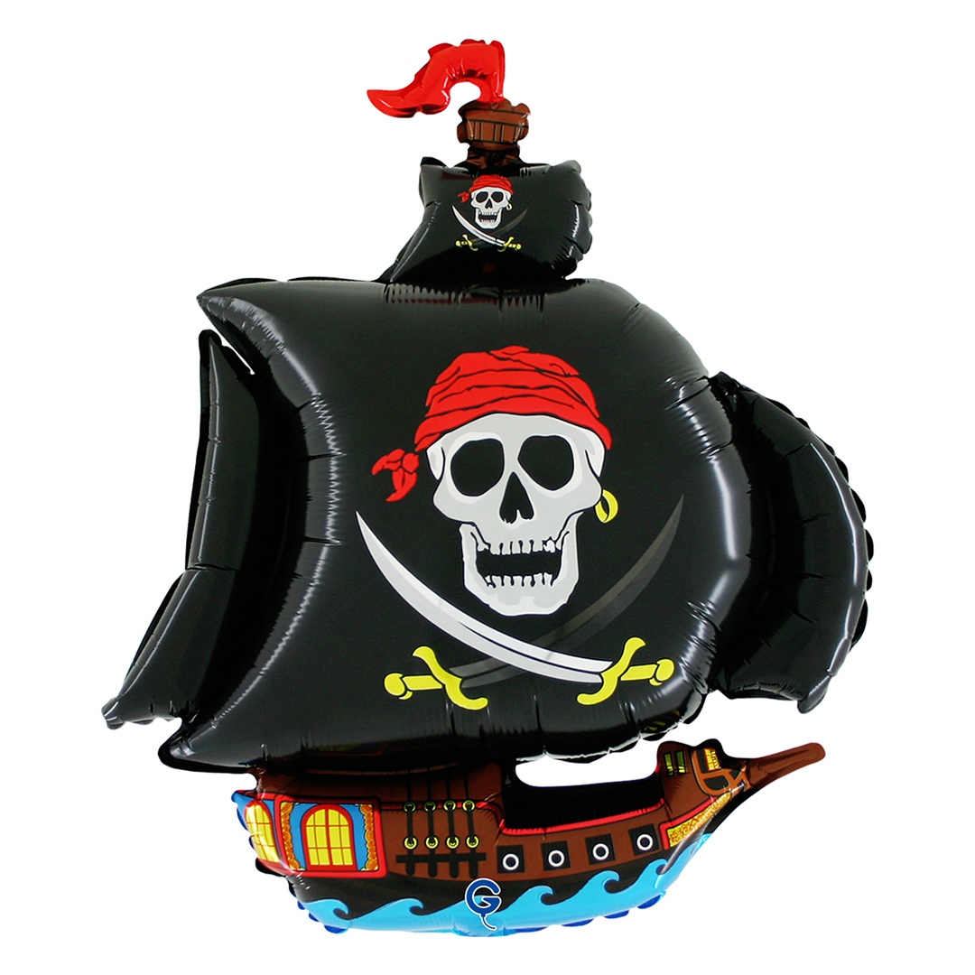 Pirate Ship Black Giant Foil Balloon 74cm / 29 in