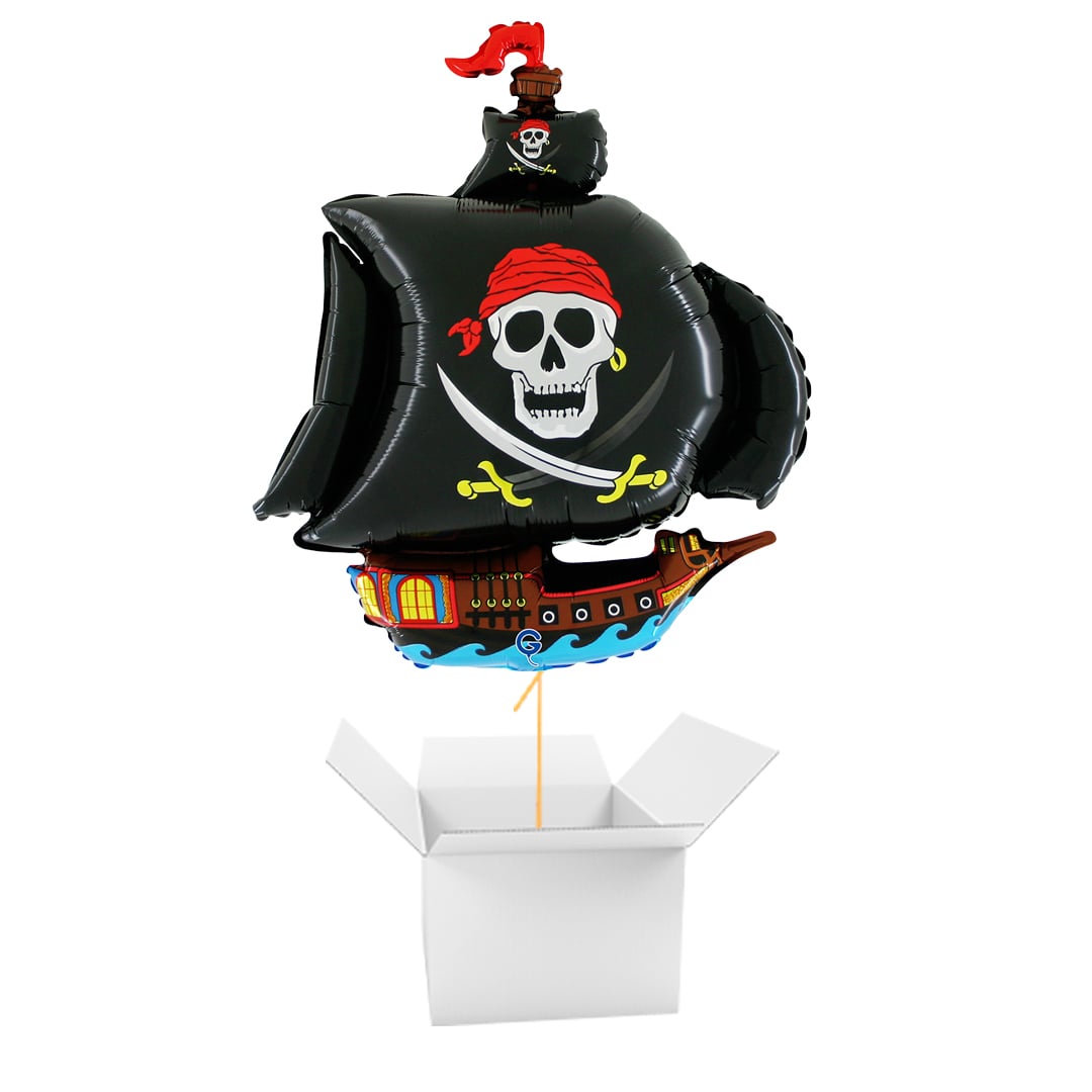Pirate Ship Black Giant Foil Balloon - Balloon In A Box