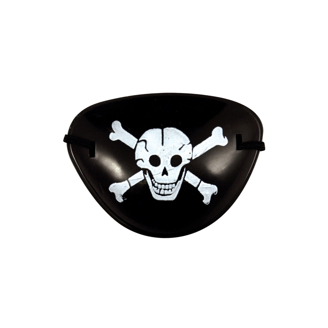 Pirate Skull & Crossbones Black Plastic Eye Patch Kids Fancy Dress Accessory