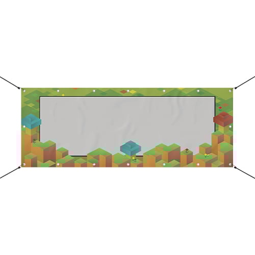 Pixel Block Party Grass Cubes Small Personalised Banner 4ft x 2ft