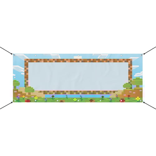 Pixel Block Party Trees Small Personalised Banner 4ft x 2ft