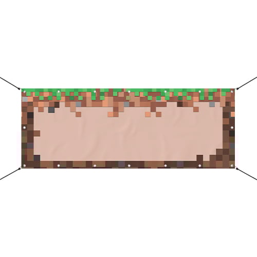 Pixel Block Party Brown Small Personalised Banner 4ft x 2ft