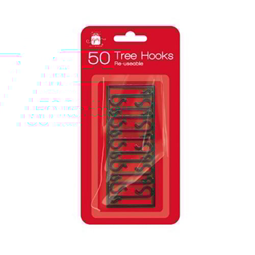 Plastic Green Christmas Tree Hooks - Pack of 50 Product Image