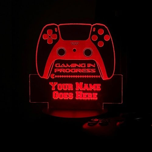 PlayStation Inspired Gaming Controller Personalised Acrylic Sign with LED Light Base Product Gallery Image