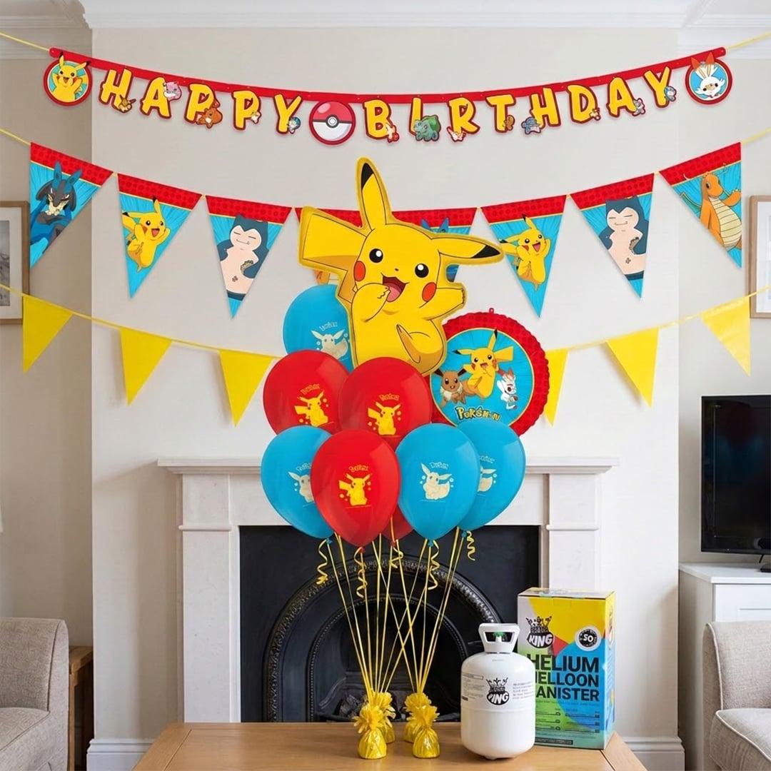 Pokemon Birthday Balloons, Helium & Decorations Party Pack