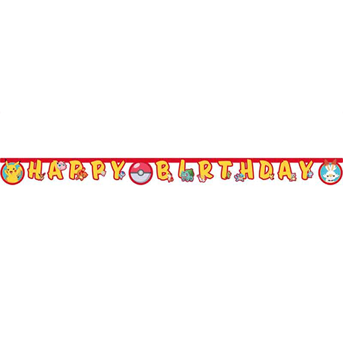 Vibrant Pokemon Happy Birthday Die-Cut Card Banner 2m
