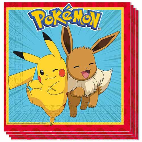 Pikachu & Eevee Pokemon Paper Luncheon Napkins 2 Ply 33cm - Pack of 20