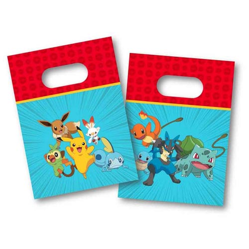 Vibrant Pokemon Paper Party Bags - Pack of 4