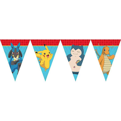 Lucario, Pikachu, Snorlax & Dragonite Pokemon Triangle Flag Bunting Banner 2.3m