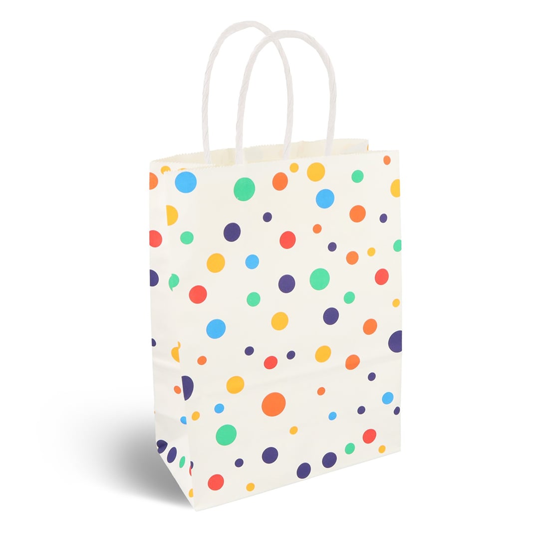Polka Dots Paper Party Bag with Handles 22cm