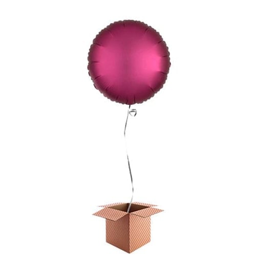 Pomegranate Burgundy Satin Luxe Round Foil Helium Balloon - Inflated Balloon in a Box Product Image