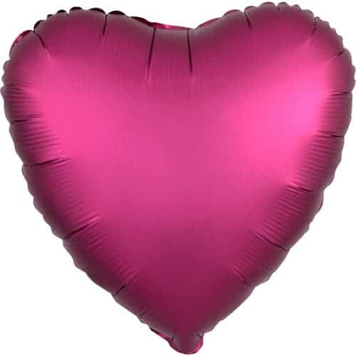 Pomegranate Burgundy Satin Luxe Heart Foil Helium Balloon 43cm / 17 in Product Image