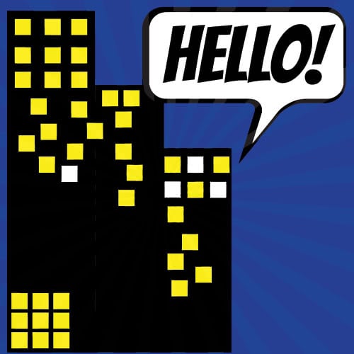 Pop Art Hello PVC Party Sign Decoration 20cm x 20cm Product Image