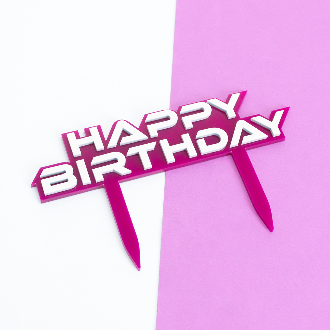 Pop Star Monster Hunters Happy Birthday 3D Customisable Acrylic Cake Decoration Topper Product Gallery Image