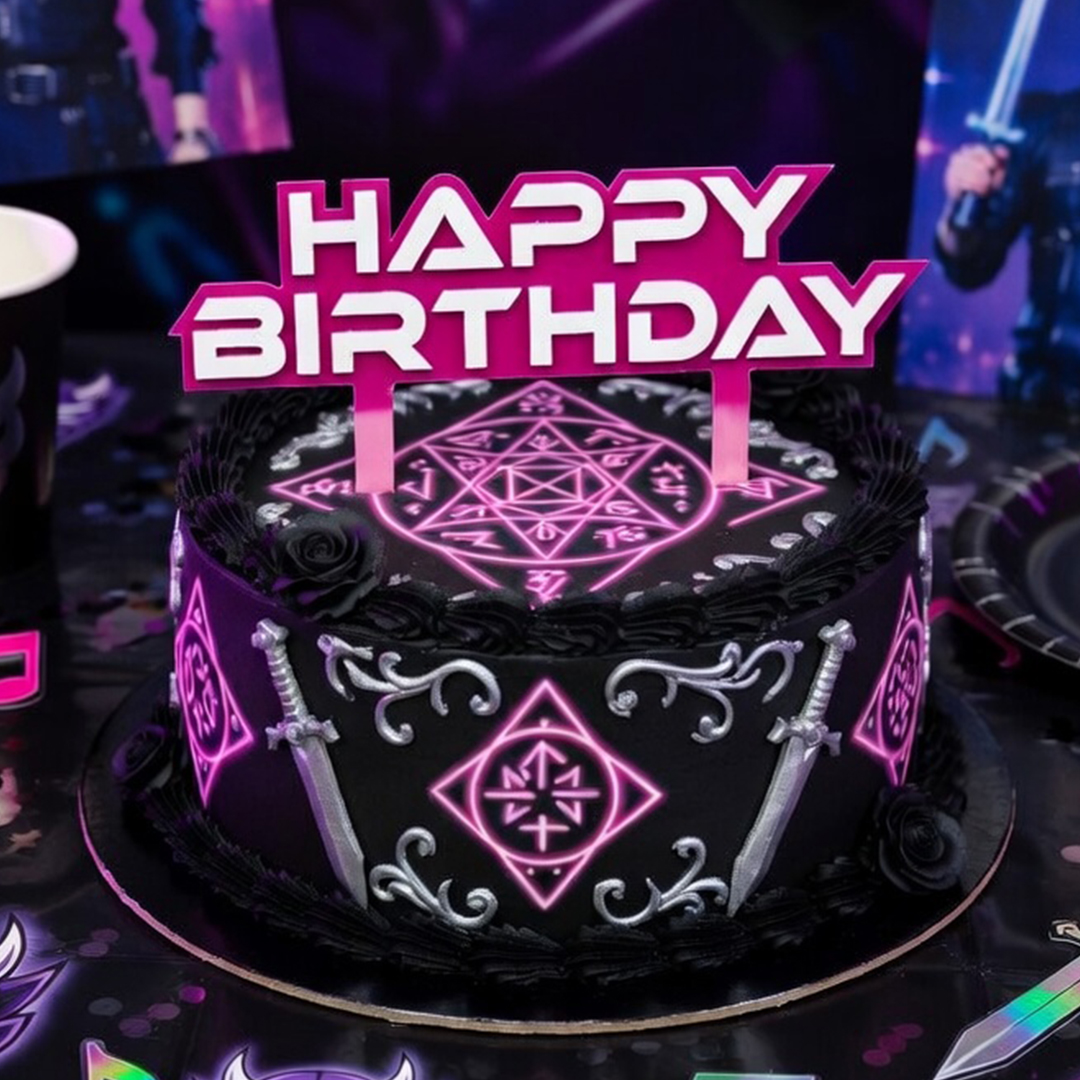 Pop Star Monster Hunters Happy Birthday 3D Customisable Acrylic Cake Decoration Topper Product Gallery Image
