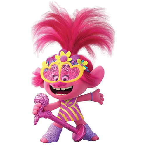 Queen Poppy Microphone Heart Glasses Trolls World Tour Star Mini Cardboard Cutout 95cm Product Gallery Image
