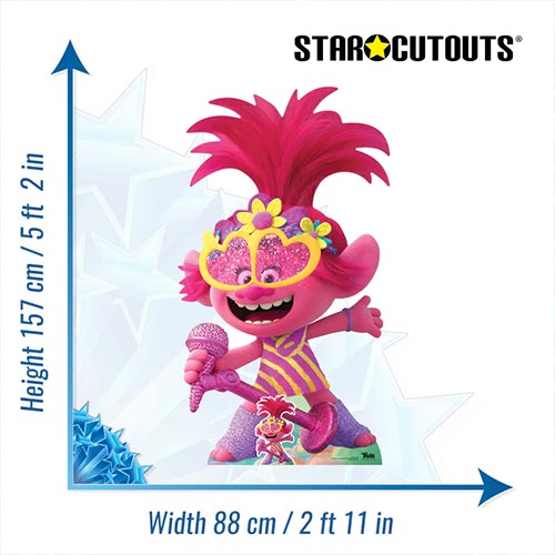 Poppy Microphone Singing Trolls World Tour Lifesize Cardboard Cutout 157cm Product Gallery Image