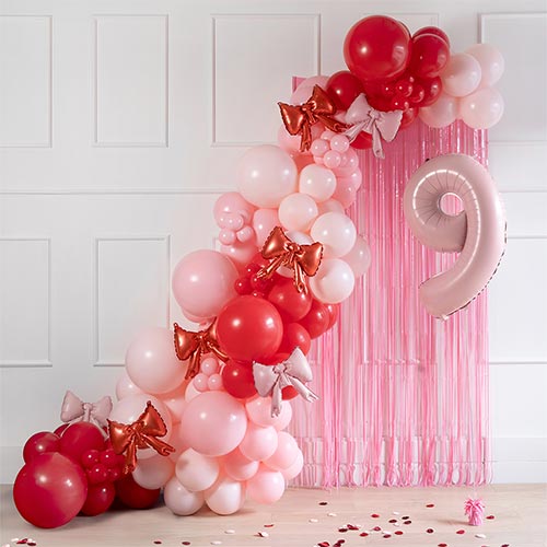 Powder Pink Bows Mini Air Fill Foil Garland Balloons 35cm / 14 in - Pack of 5 Product Gallery Image