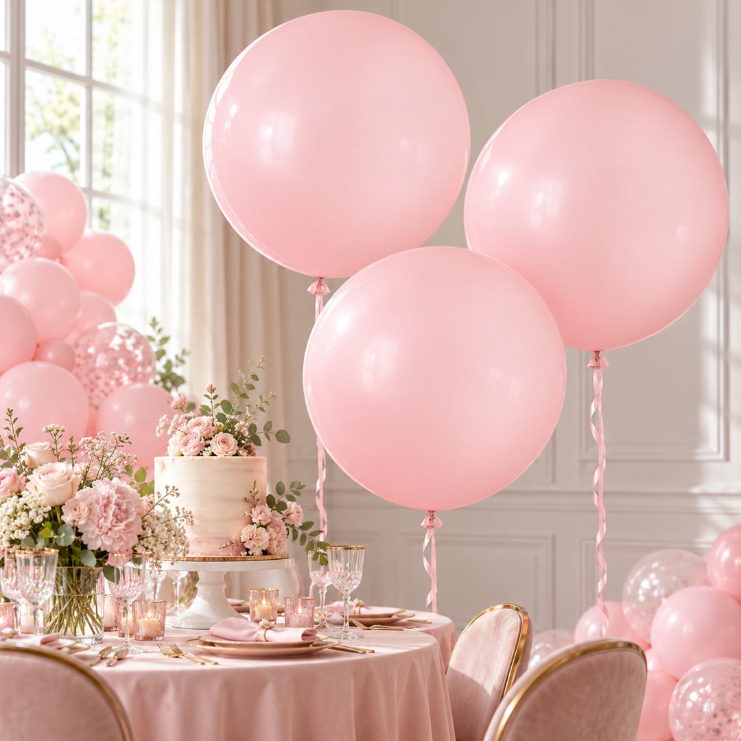 Powder Pink Jumbo Latex Balloon 79cm / 31 in - Single View 2