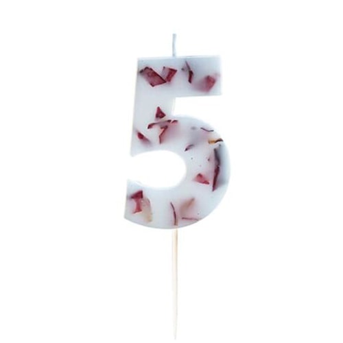 Pressed Petal Number 5 Shaped Candle Product Gallery Image