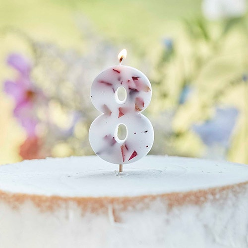 Pressed Petal Number 8 Shaped Candle Product Gallery Image