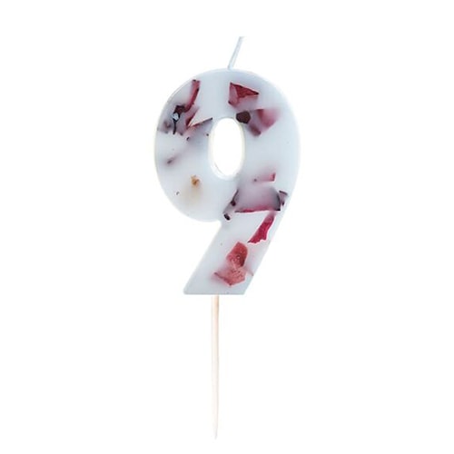 Pressed Petal Number 9 Shaped Candle Product Gallery Image